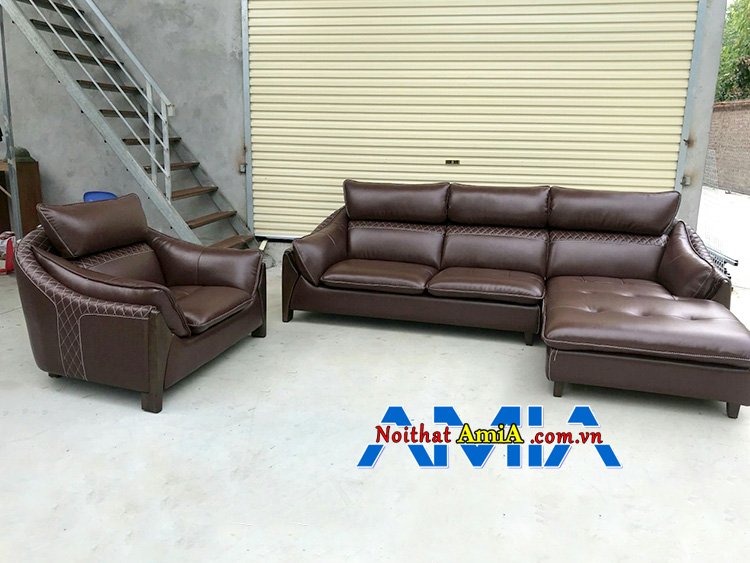 Ảnh ghế sofa da Malaysia giá rẻ góc L