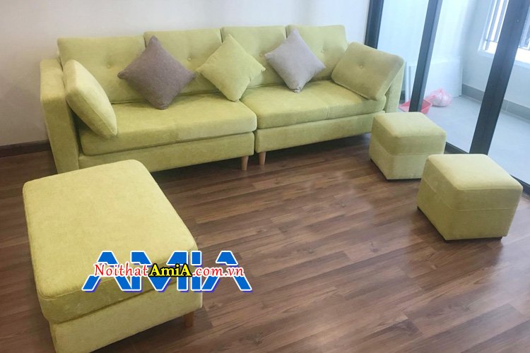 Sofa văng nỉ nhỏ gam màu xanh nhạt hiện đại SFN114