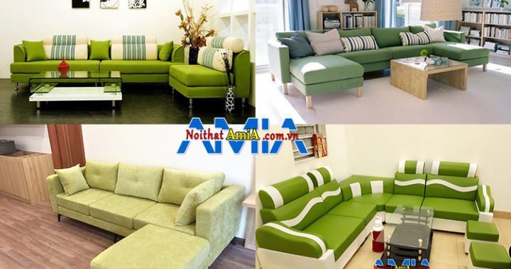 Hình ảnh Sofa cho mệnh Mộc bài trí phòng khách hiện đại với gam màu xanh đúng mệnh