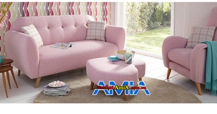 Bộ sofa phòng khách màu hồng