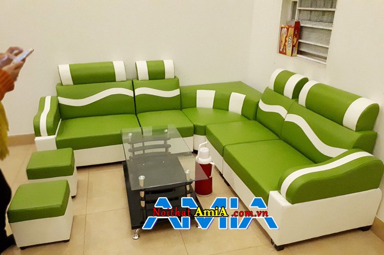 Bộ sofa phòng khách màu xanh nõn chuối