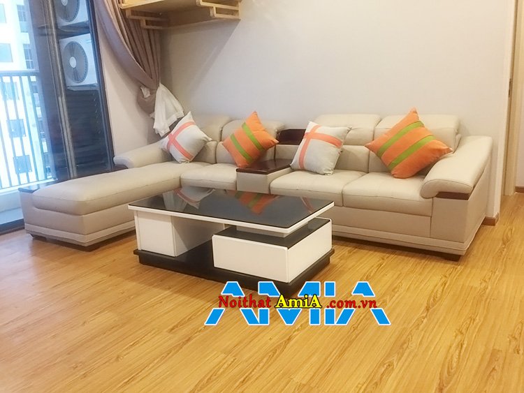 Mẫu ghế sofa da đẹp cho phòng khách chung cư hiện đại