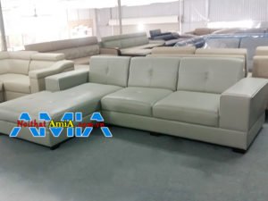 Mẫu ghế sofa da góc phòng khách chung cư hiện đại đẹp