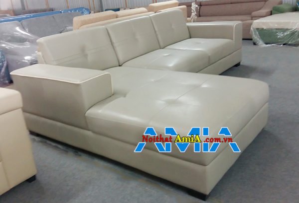 Ghế sofa da phòng khách chung cư dạng góc L