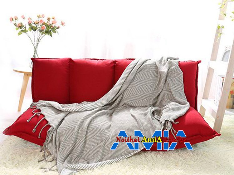 Mẫu ghế sofa mini cho phòng ngủ màu đỏ đẹp hiện đại