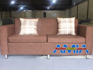 Mẫu ghế sofa nỉ giá rẻ dạng văng nhỏ đẹp màu nâu