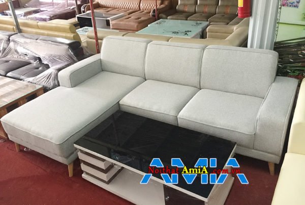 Mẫu ghế sofa phòng khách hiện đại chữ L chất nỉ thô đẹp