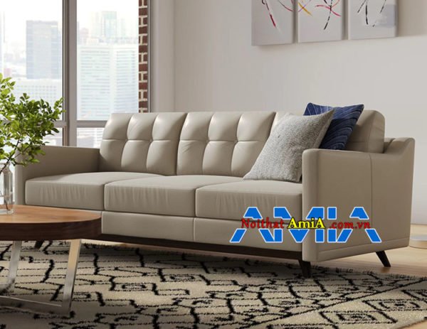 Mẫu ghế sofa văng da hiện đại 3 chỗ đẹp sang trọng cho phòng khách