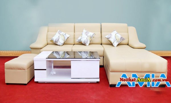 Mẫu sofa da đẹp góc chữ L AmiA SFD039