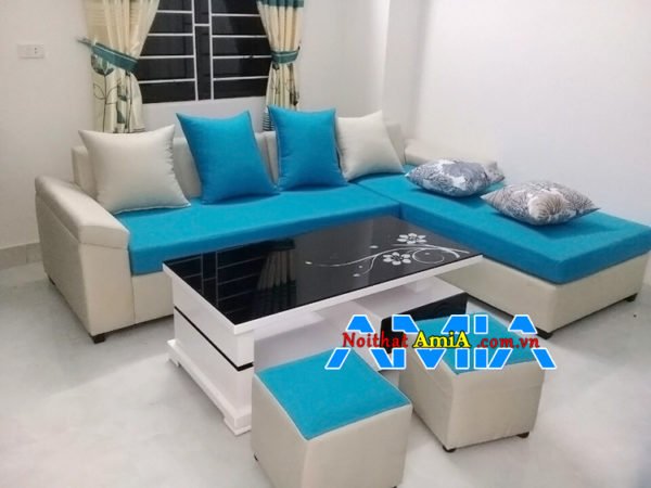 Ghế sofa nỉ chữ L giá rẻ kê phòng khách đẹp hiện đại