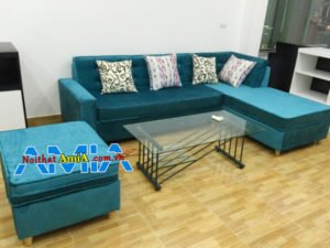 Ghế sofa nỉ nhung góc L đẹp hiện đại cho phòng khách