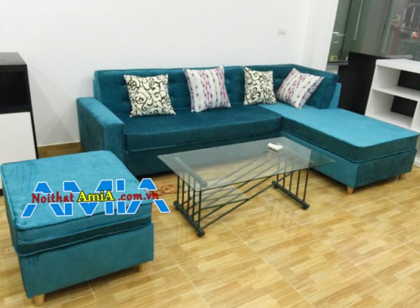 Ghế sofa nỉ nhung góc L đẹp hiện đại cho phòng khách