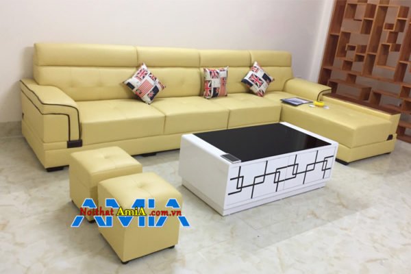 Mẫu bàn trà sofa hiện đại kết hợp sofa góc L