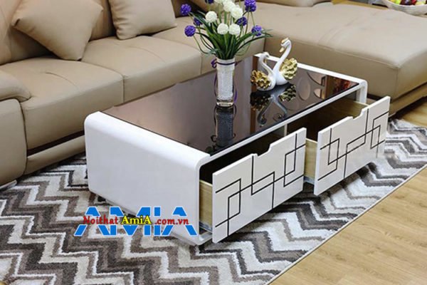 Mẫu bàn trà sofa hiện đại mặt kính âm BTR189