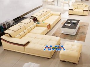 Bộ sofa da cho phòng khách rộng AmiA SFD235