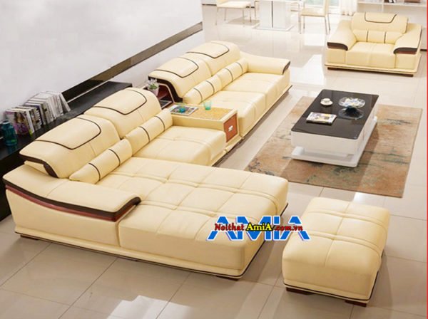 Bộ sofa da cho phòng khách rộng AmiA SFD235