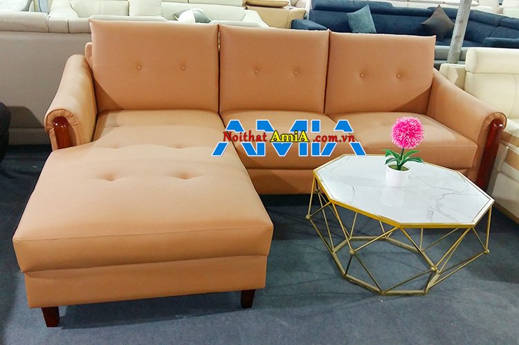 Hình ảnh Mẫu ghế sofa góc da đóng theo yêu cầu tại xưởng