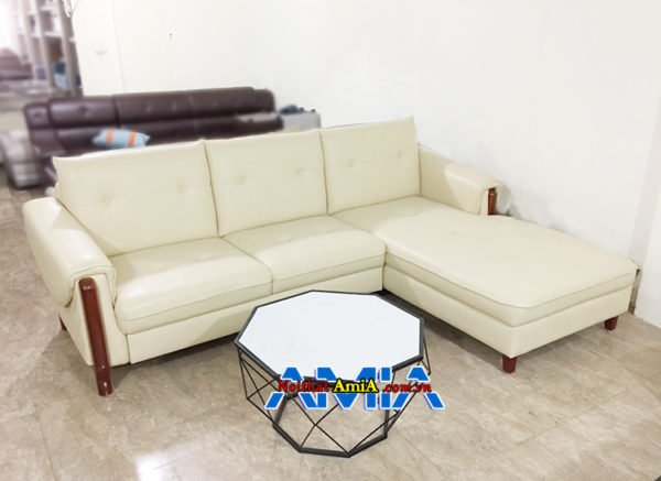 Ghế sofa da tay ốp gỗ sang trọng, hiện đại AmiA SFD234