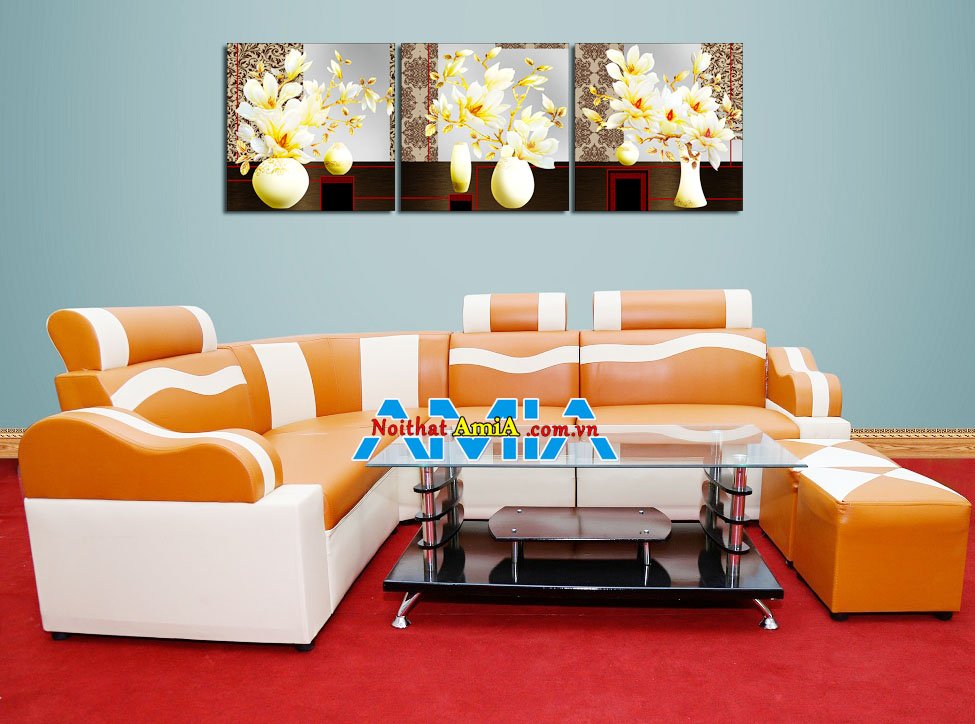 Hình ảnh mẫu sofa góc giá rẻ 2 triệu màu cam đẹp