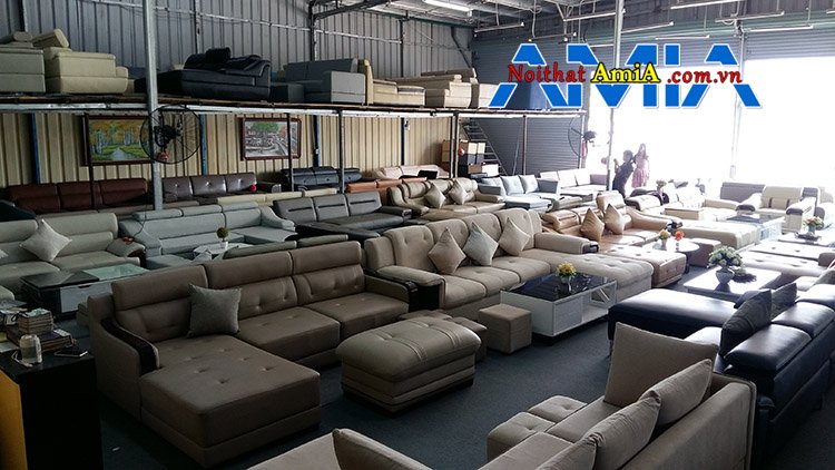 Hình ảnh tổng kho trưng bày ghế sofa nỉ da Hà Nội