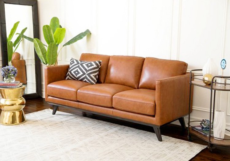 Hình ảnh ghế sofa da màu bò đẹp dạng văng