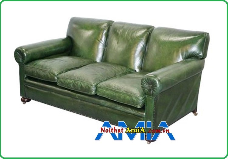 Hình ảnh ghế sofa da màu xanh rêu đẹp