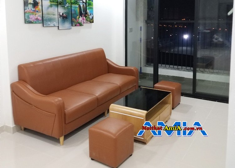 Ghế sofa phòng khách dạng văng màu da bò AmiA SFD217