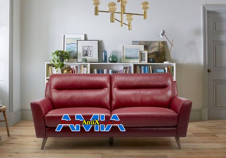 Ghế sofa văng màu đỏ bọc da hiện đại