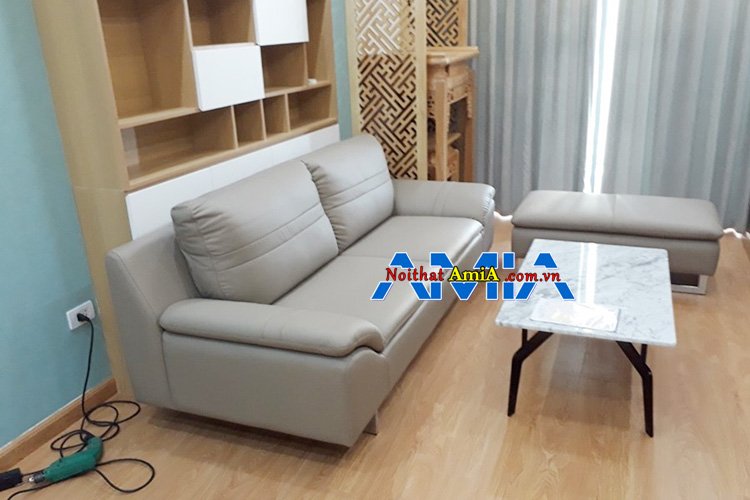 Mẫu sofa da phòng khách chung cư Goldseason Nguyễn Tuân