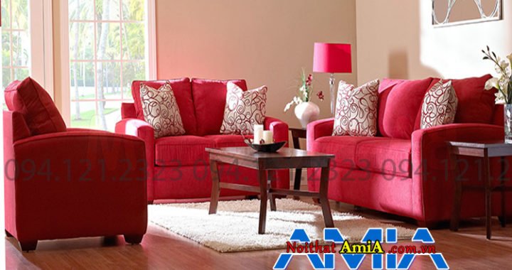 Sofa vải nỉ màu đỏ hiện đại sang trọng