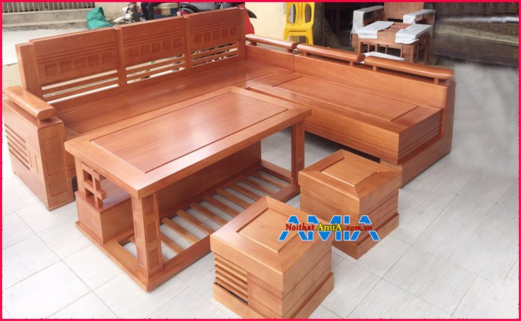 Sofa gỗ chữ L cao cấp