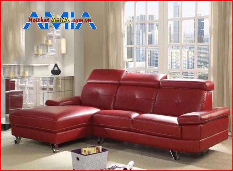 Hình ảnh ghế sofa da màu đỏ mận đẹp