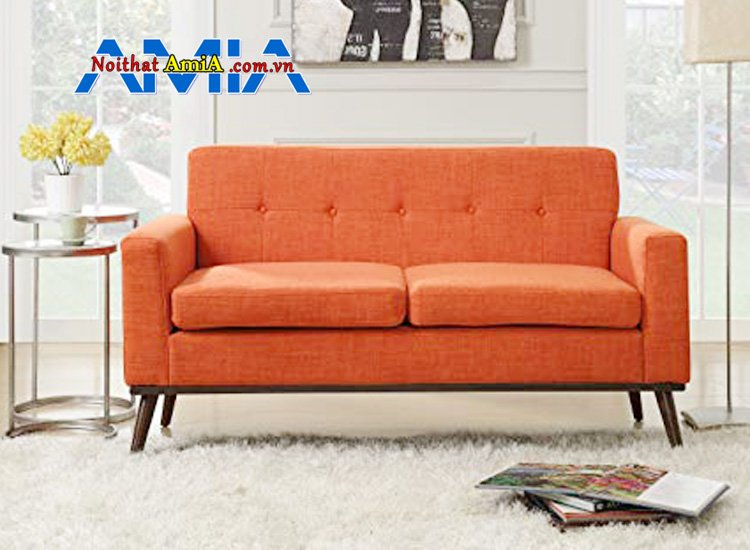 Đây là ghế sofa màu cam 2 chỗ đẹp nhỏ gọn