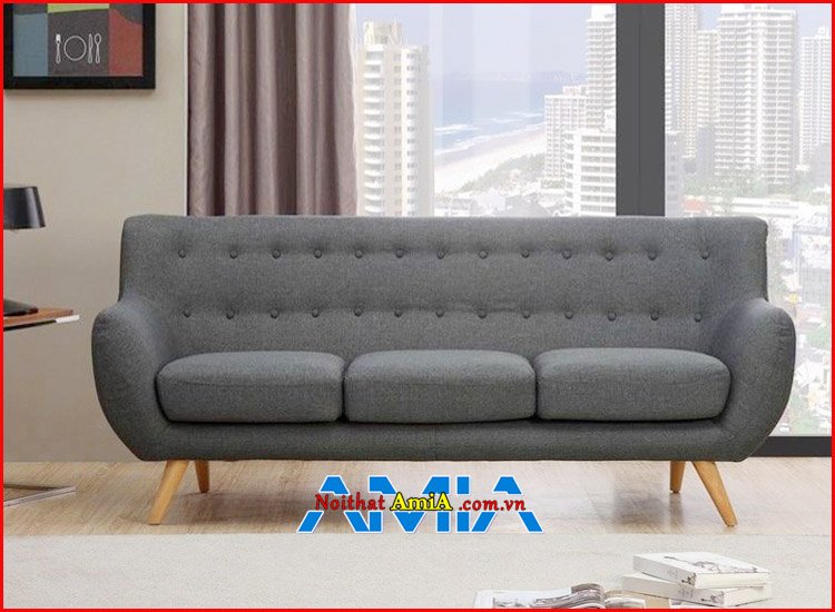 Mẫu ghế sofa căn hộ 3 chỗ màu xám lông chuột đẹp