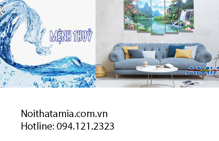 Sofa màu xanh da trời cho hành Thủy