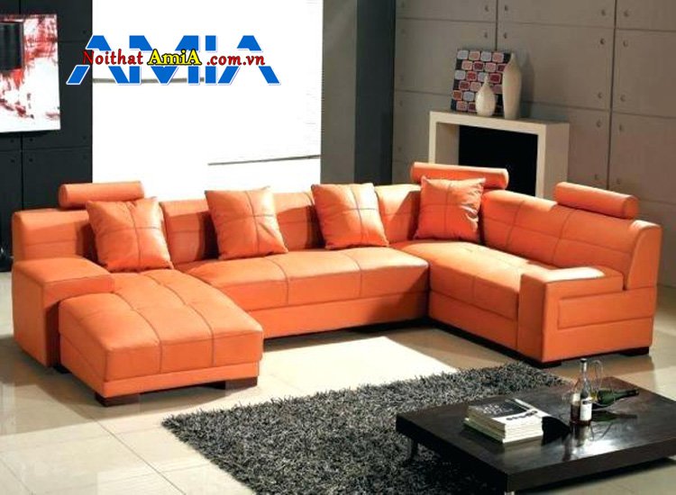 Mẫu ghế sofa sang trọng cho nhà biệt thự màu cam đẹp