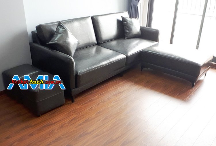 Ghế sofa da phòng khách chung cư nhỏ căn hộ Việt Đức Complex