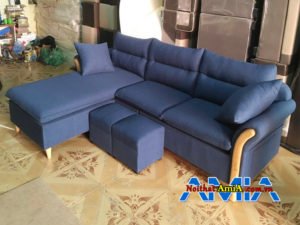 Ghế sofa góc chữ L màu xanh đẹp AmiA SFN263
