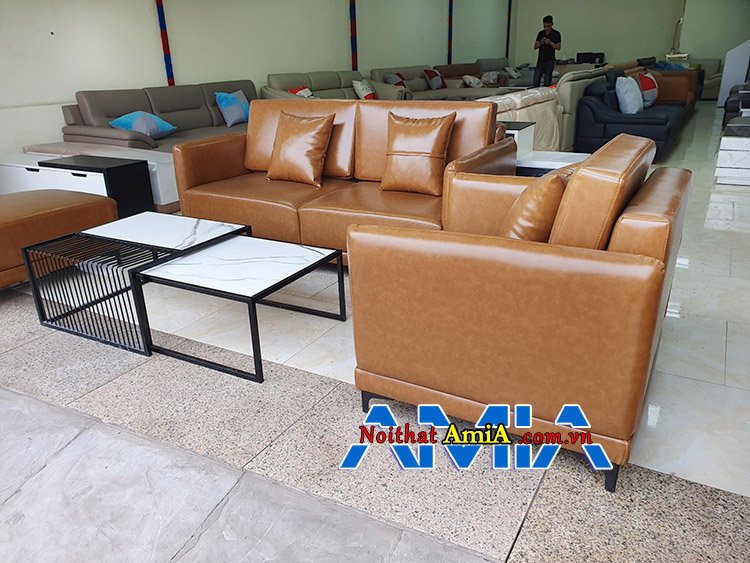 Ghế sofa hiện đại màu da bò AmiA SFD261