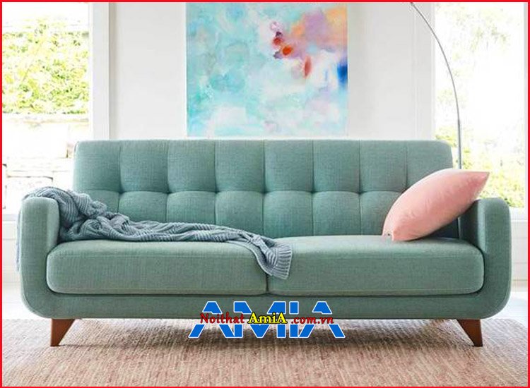 Hình ảnh ghế sofa nỉ tay vịn vuông 2 chỗ ngồi đẹp