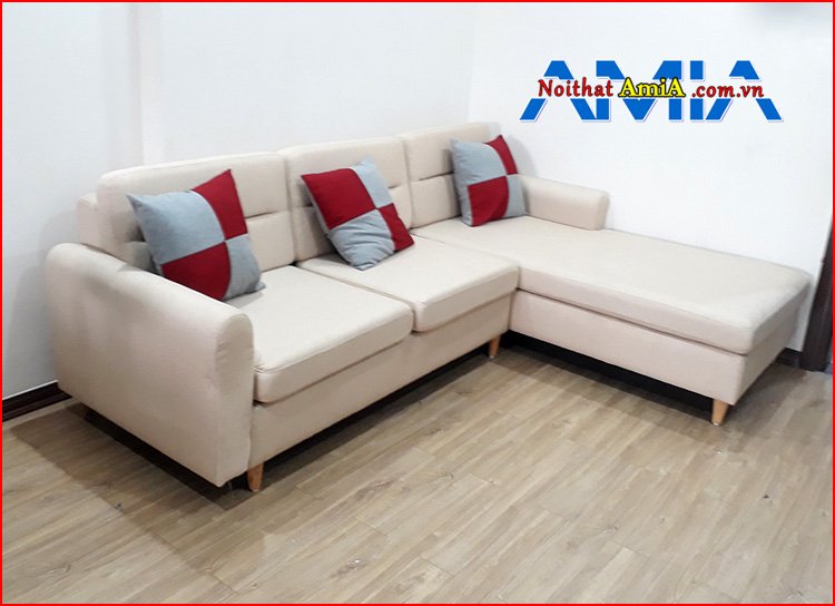 Hình ảnh ghế sofa vải phòng khách đẹp màu kem sáng