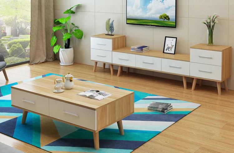 Mẫu kệ tivi bằng gỗ Công Nghiệp Hiện Đại MDF Sơn