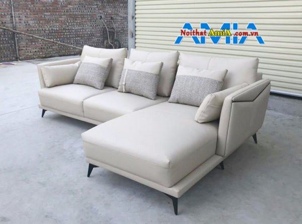 Hình ảnh ghế sofa da góc L tay vịn mỏng cao SFD260