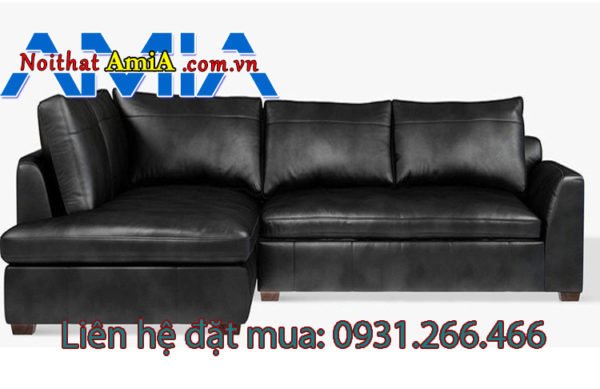 Sofa da thiết kế dạng góc chữ L màu đen AmiA SFD1911541