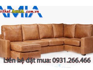 Sofa hình chữ U hiện đại màu da bò đẹp AmiA SFD1911538