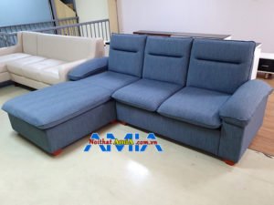 Ghế sofa nỉ chữ L đẹp tay vịn độc đáo