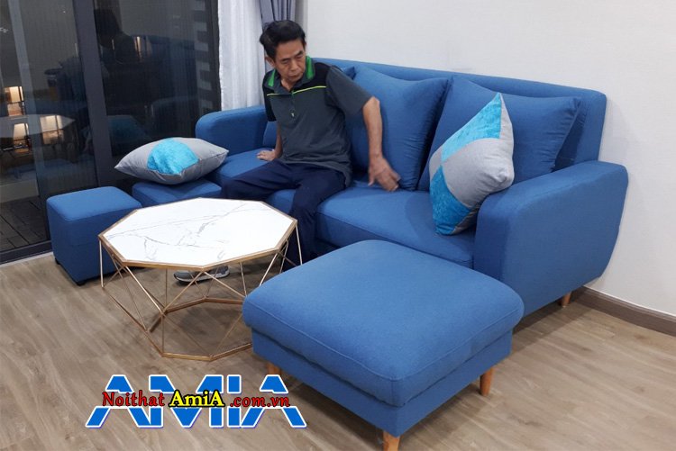 Sofa văng nỉ có nệm tách rời cho phòng khách chung cư nhỏ