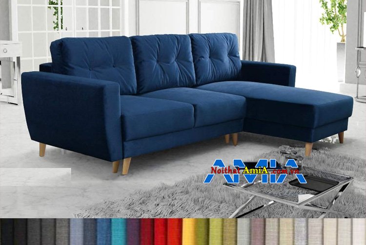 Ghế sofa phòng khách chữ L xanh dương