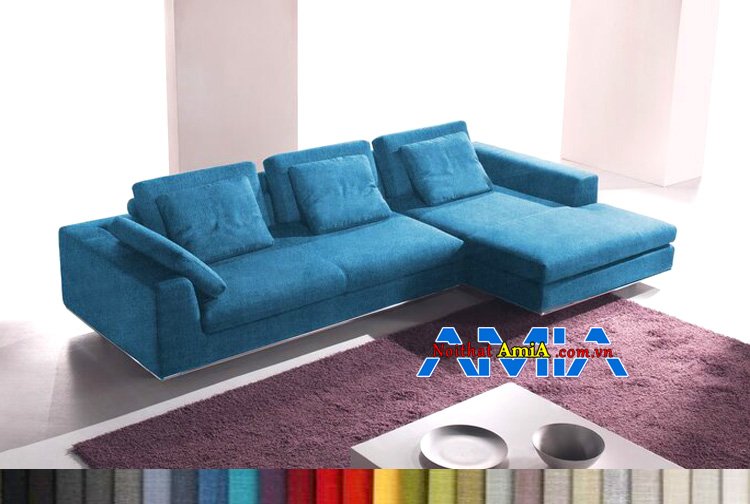 Hình ảnh ghế sofa chữ L cho nhà biệt thự màu xanh dương