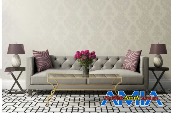 Hình ảnh ghế sofa đẹp thiết kế dạng văng 2 chỗ ngồi màu xám